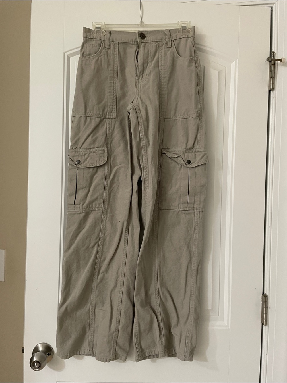 Aeropostale Women's Wide Leg Cargo Pants - Light Taupe